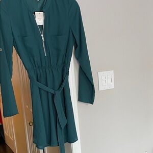 Guess Teal Long Sleeve Dress with Zipper